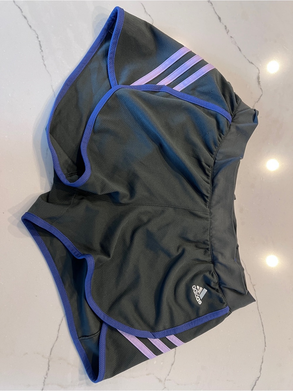 adidas Black Athletic Shorts with Purple Trim